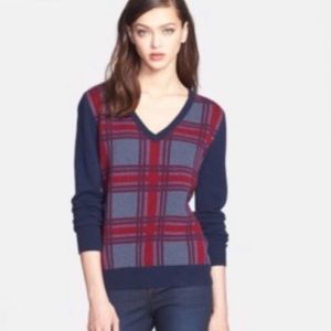 Equipment Femme Plaid V-Neck Sweater XS